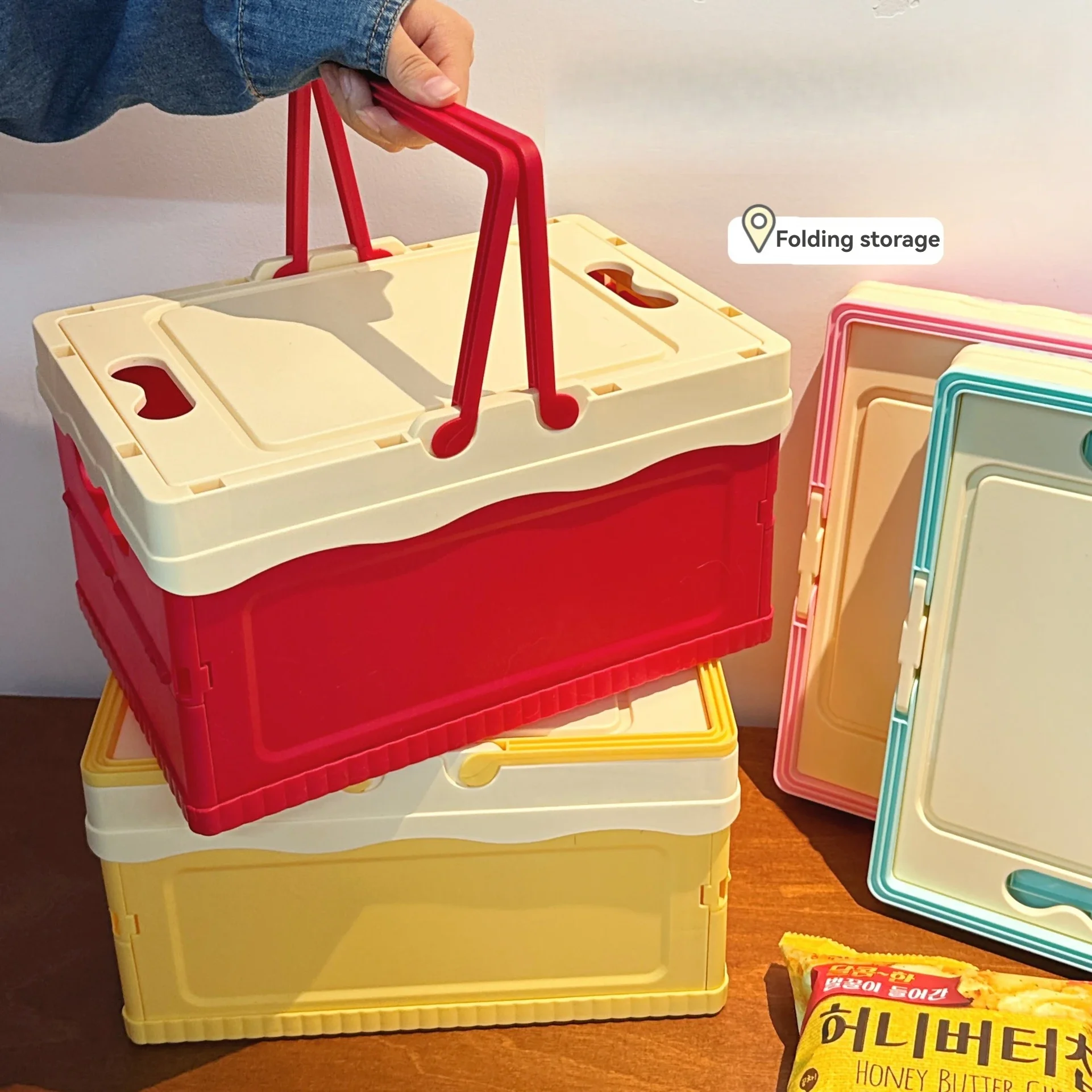 Multi Functional Foldable Miscellaneous Storage Box Hand-Held Multi-Color Storage Basket Desktop Snack Storage Box