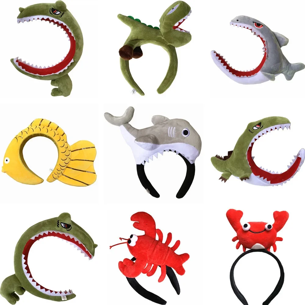 Cute Cartoon Sea Animal Hair Hoop Crab Lobster Shark Carp Crocodile Hair Hoop Childrens Day Birthday Party Decor Kids Favor