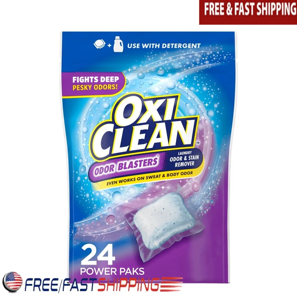 مزيل بقع الغسيل بالطاقة بالأكسجين، مزيل الرائحة، عبوات الطاقة 24 قطعة خالية من الكلور، منظف متعدد الأسطح آمن