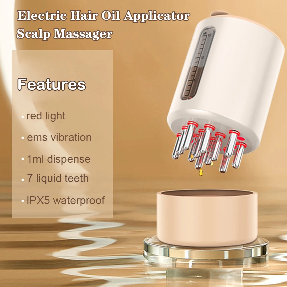 Electric Scalp Massager for Hair Growth Vibration Red Light Therapy Micro-current Stimulation Scalp Hair Oil Applicator Brush