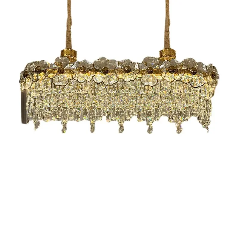 Luxury Crystal Chandelier Floral Design Warm Light Fixture for Living Room Bedroom Dining Area Elegant Home Decor Lighting