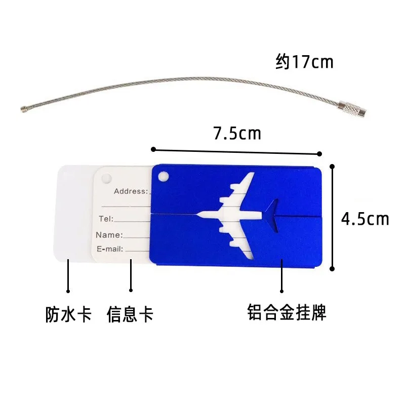 Reisegepäckanhänger aus Aluminiumlegierung, Kofferanhänger, Flugzeug mit Namen, Anti-Verlust, einfarbiges Reisezubehör – Detail 6