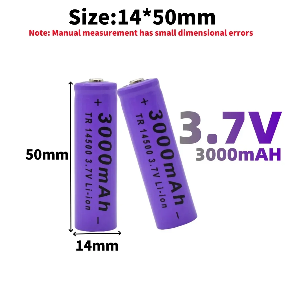 

14500 3.7V 3000mAh lithium battery rechargeable battery flashlight battery LED flashlight toy+charger