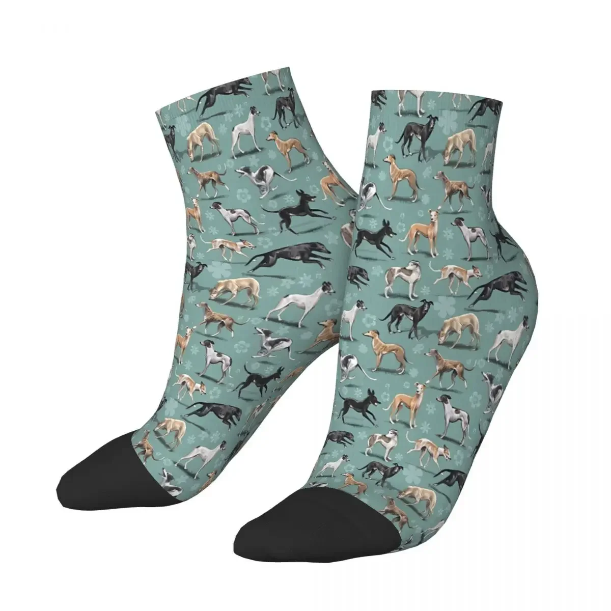 Green Geryhound Greyhounds Dog Ankle Socks Male Mens Women Summer Stockings Polyester