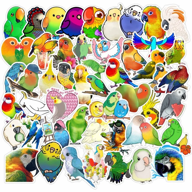 10/30/50 Stuks Cartoon Papegaai Stickers Waterdichte Skateboard Motorfiets Gitaar Bagage Laptop Fiets Sticker Kids Speelgoed