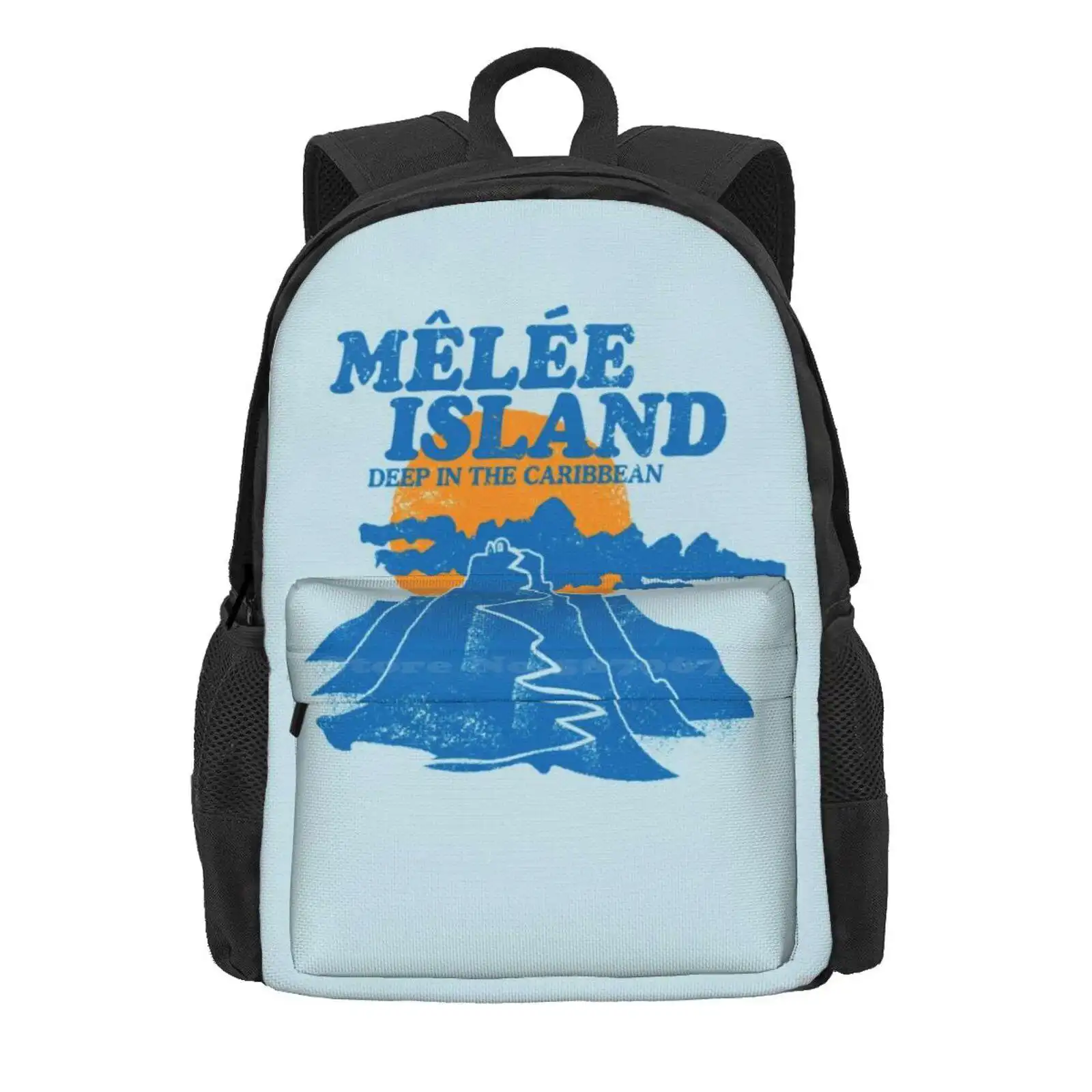 Mêlée Island Hot Sale Schoolbag Backpack Fashion Bags Monkey Island Pirate Retrogaming Guybrush Threepwood 90S Vintage Caribbean