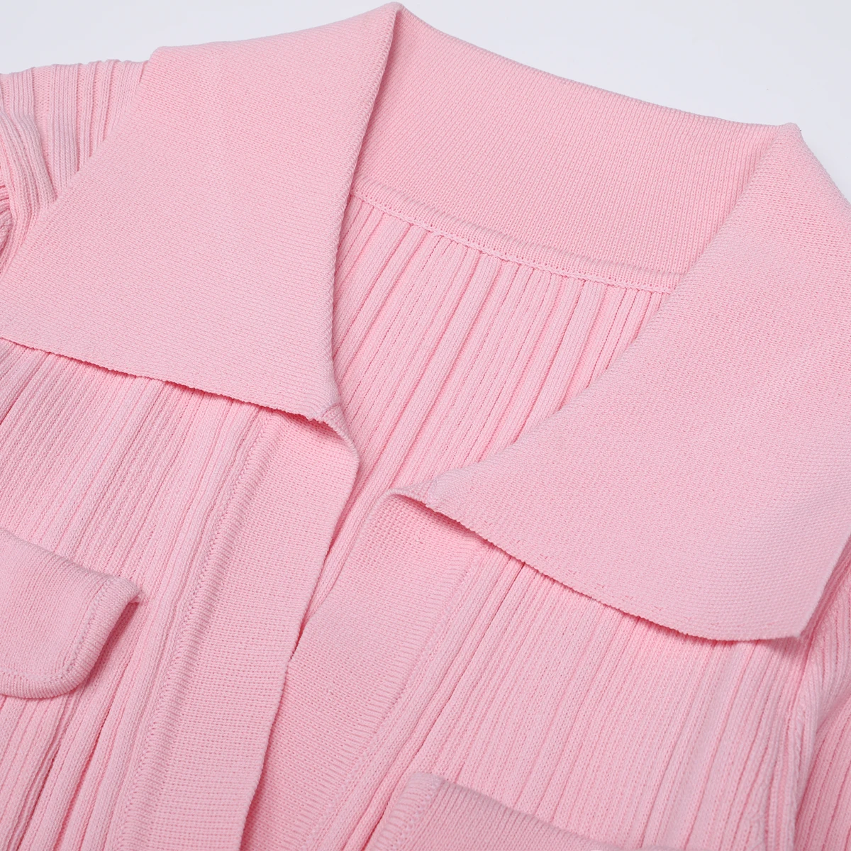 

25274 High Quality Spring and Autumn Fashion Button Elastic Knitted Collar Slimming Fish Tail Long Sleeve Women's Dress