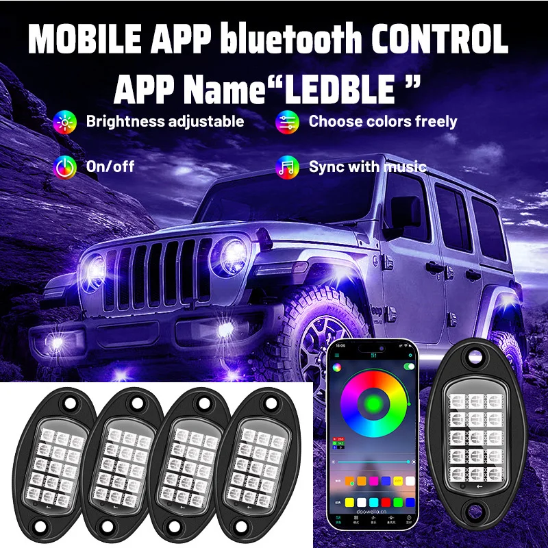 

4/8 in1 Car Chassis Undergolw Decorative Ambient Lamp APP RGB LED Atmosphere Lights 12V For SUV ATV Boat Jeep Off Road 4x4 Truck