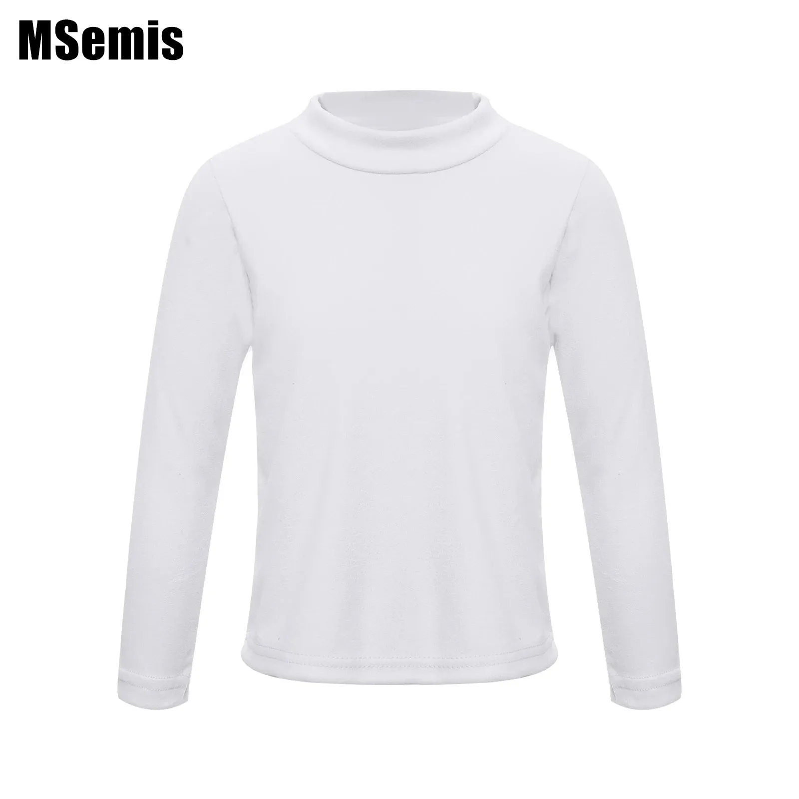 

Kids Boys Girls Warm Undershirt Mock Neck T-shirt Unisex Children Solid Color Long Sleeve Thermal Underwear Tops Homewear