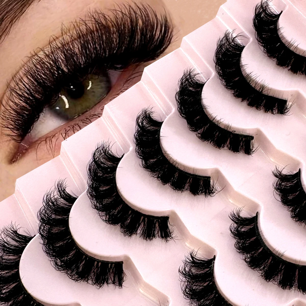 MKYDCG Nuovo 7 paia 15-25mm 3d Ciglia di visone Finto visone Lash Wispy Spessore Naturale Full Strip Ciglia Nuovo trucco Soffici ciglia di visone