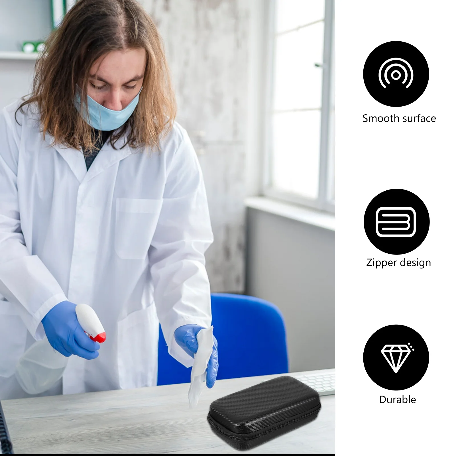 

EVA PU Thermometer Case Water Resistant Digital Earbud Storage Protective Pouch Heat Humidity Meter Accessories ganizer