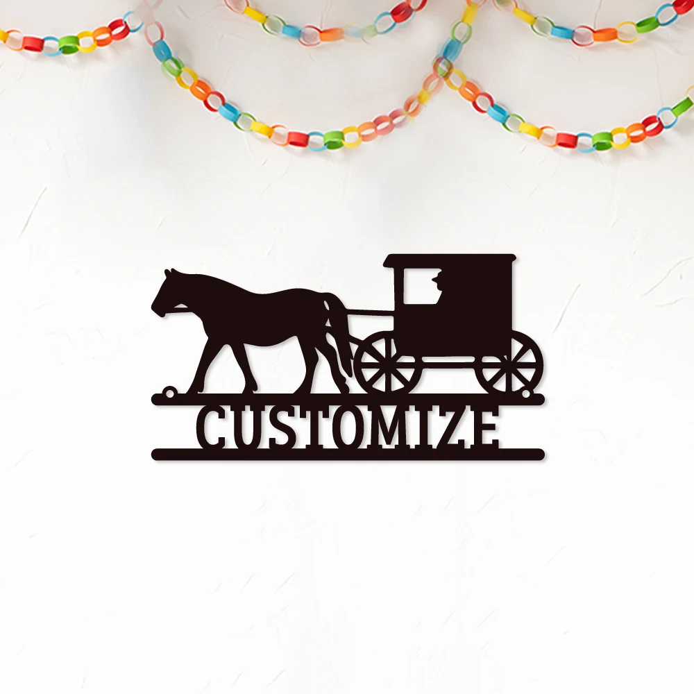 

1pc nice carriage Customized Name Tin Wall Signs Metal Wall Plaque For Kids Rooms Diy Home Decoration