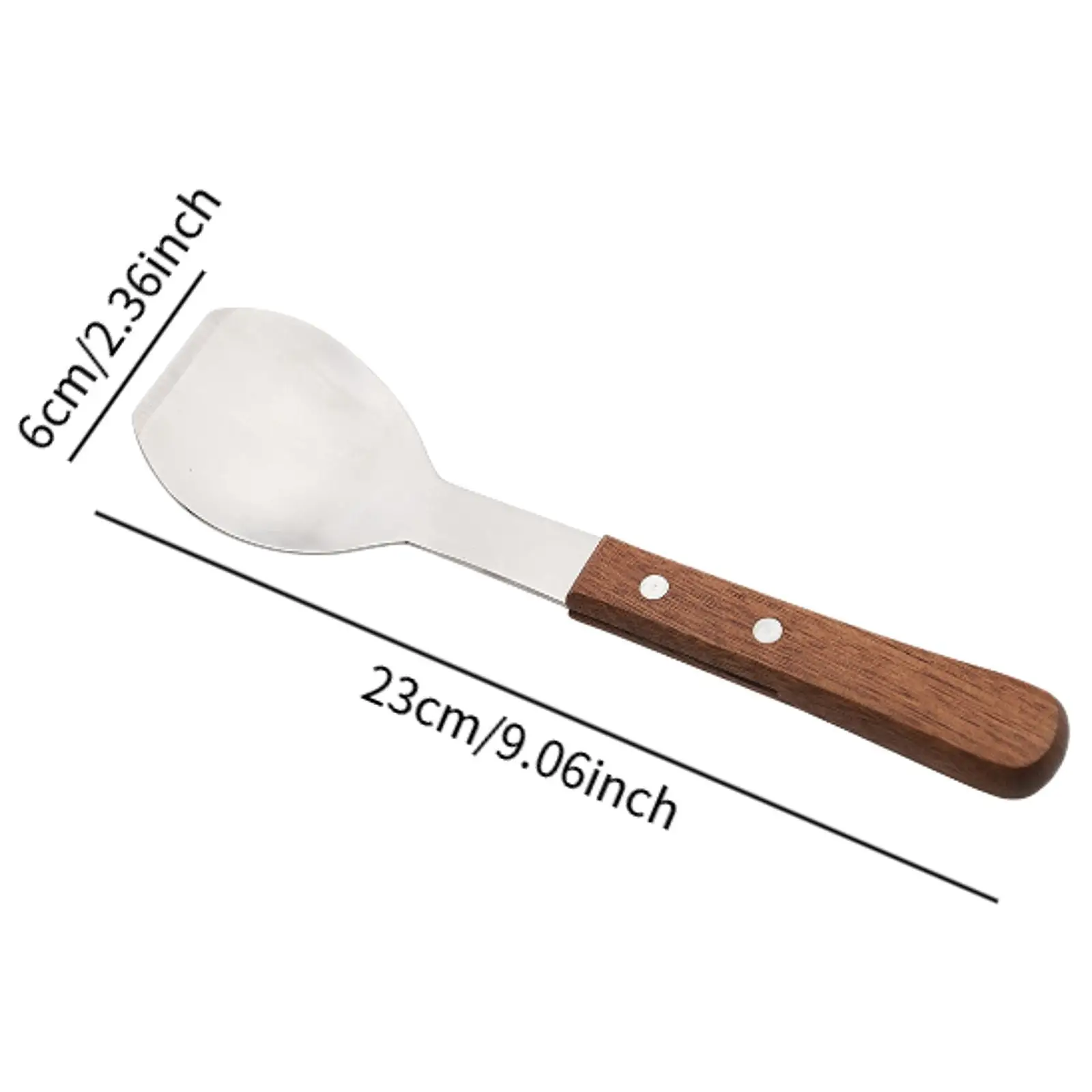 Stainless Steel Ice Cream Scoop Non Stick Flat Dessert Spade Wooden Handle Ergonomic Utensil for Watermelon Melon Baller Tasks