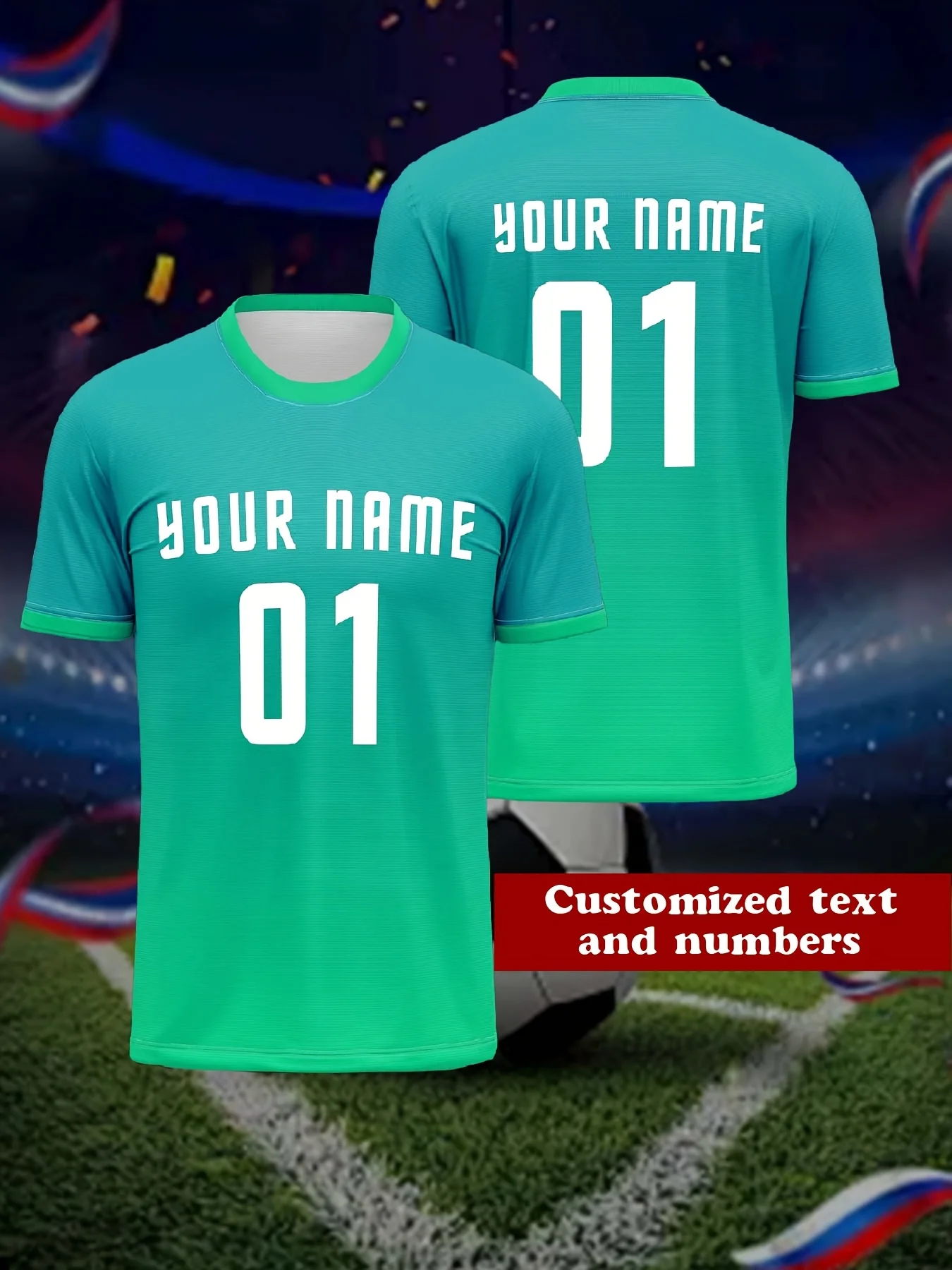 

Summer Custom Name Football Men's T-shirt Street DIY Personality 3D Print Short Sleeve Tee Gradient Stripe Trendy Sports Man Top