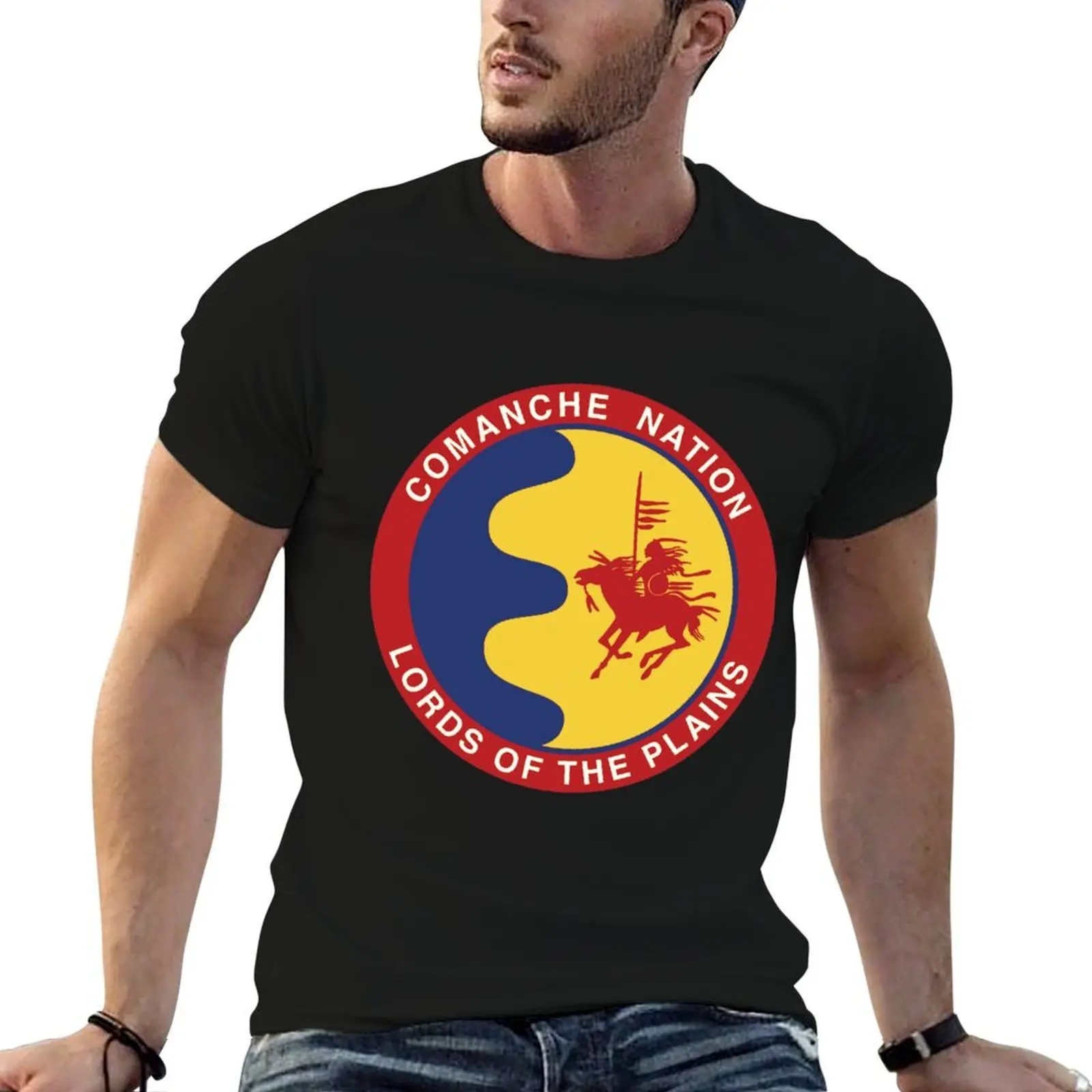 

Comanche Nation Seal Lords Of The Plains Sticker T-Shirt man t shirts high quality luxury brand man t shirts graphic T-Shirt