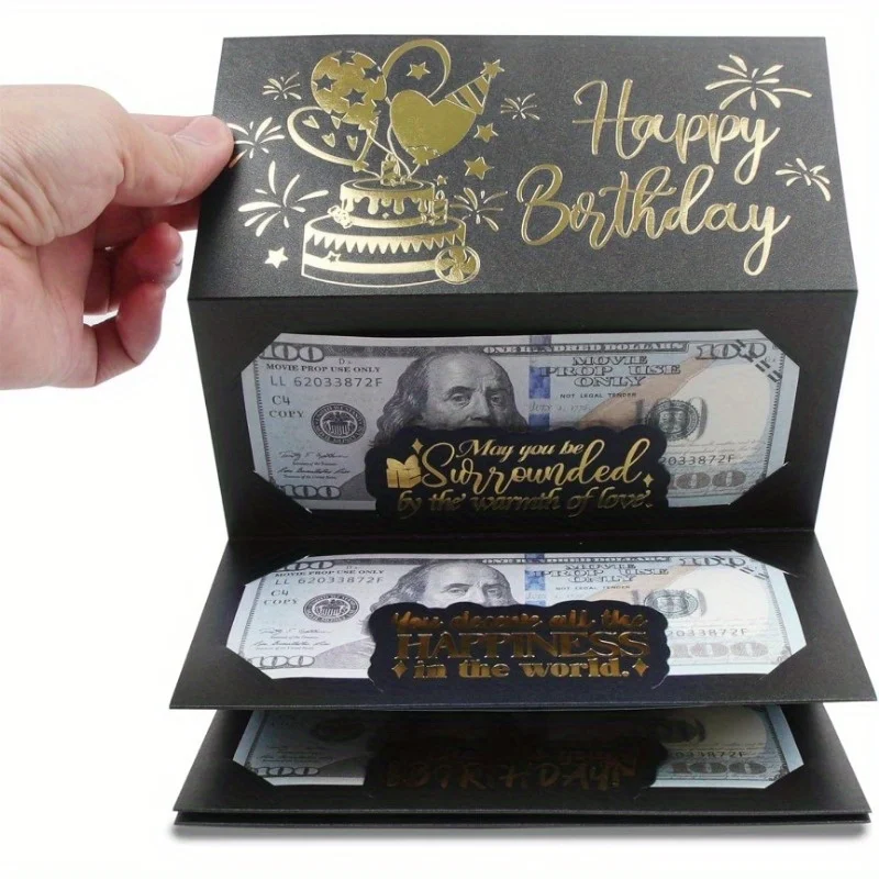 1 Pc Birthday Cash Gift Envelope With 6 Slots Holiday Wallet Wallet, Perfect For Any Birthday Celebration Cash Gift Display