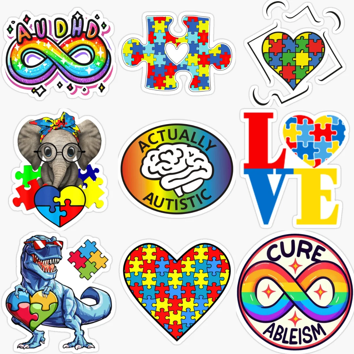 

Love Autism Awareness Care Autism Color Jigsaw Creative PVC Sticker for Decorate Car Van Window Wall Fridge Decal Accessorie
