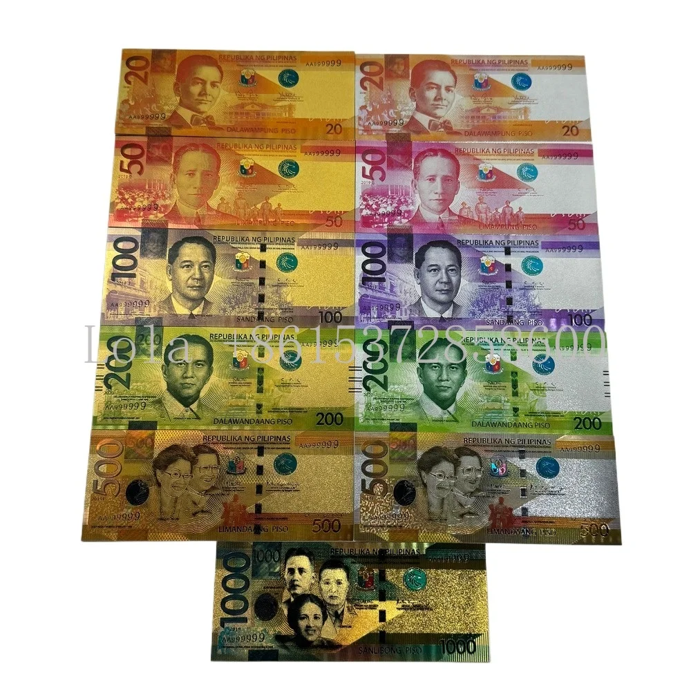 The Philippines 20 50 100 200 500 Commemorative Gold Banknote Challenge Silver Banknotes Souvenir Gift for Collection Home Decor