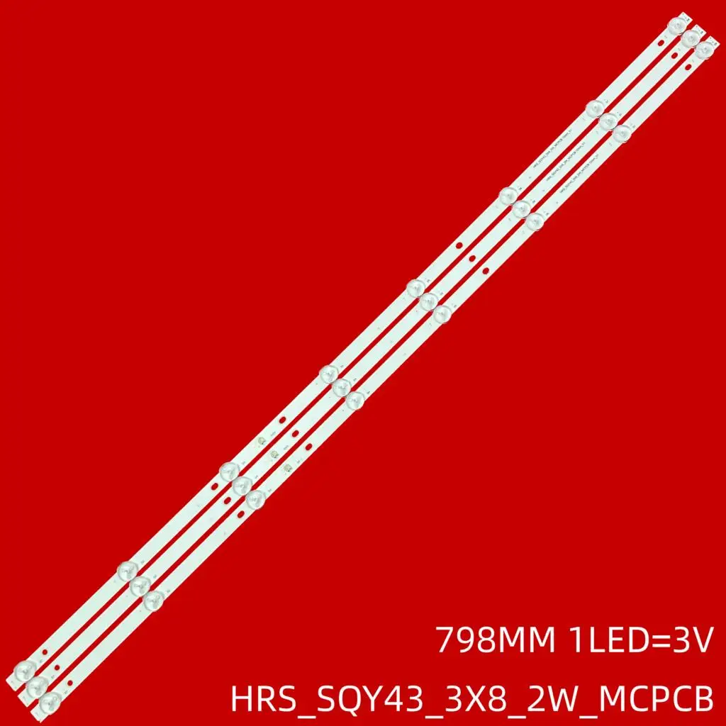 Bande de rétroéclairage LED 8 lampes pour TV RCA 43'' JL.D 43081330 -031BS-M_V01 RTU4300 HRS_SQY43_3X8_2W_MCPCB 43LE51012D HV430QUB-N1A