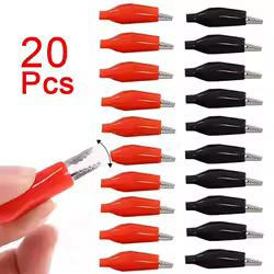 20pcs Metal Alligator Clip G98 Crocodile Electrical Clamp Testing Probe Meter Black Red with Plastic Boot Car Auto Battery
