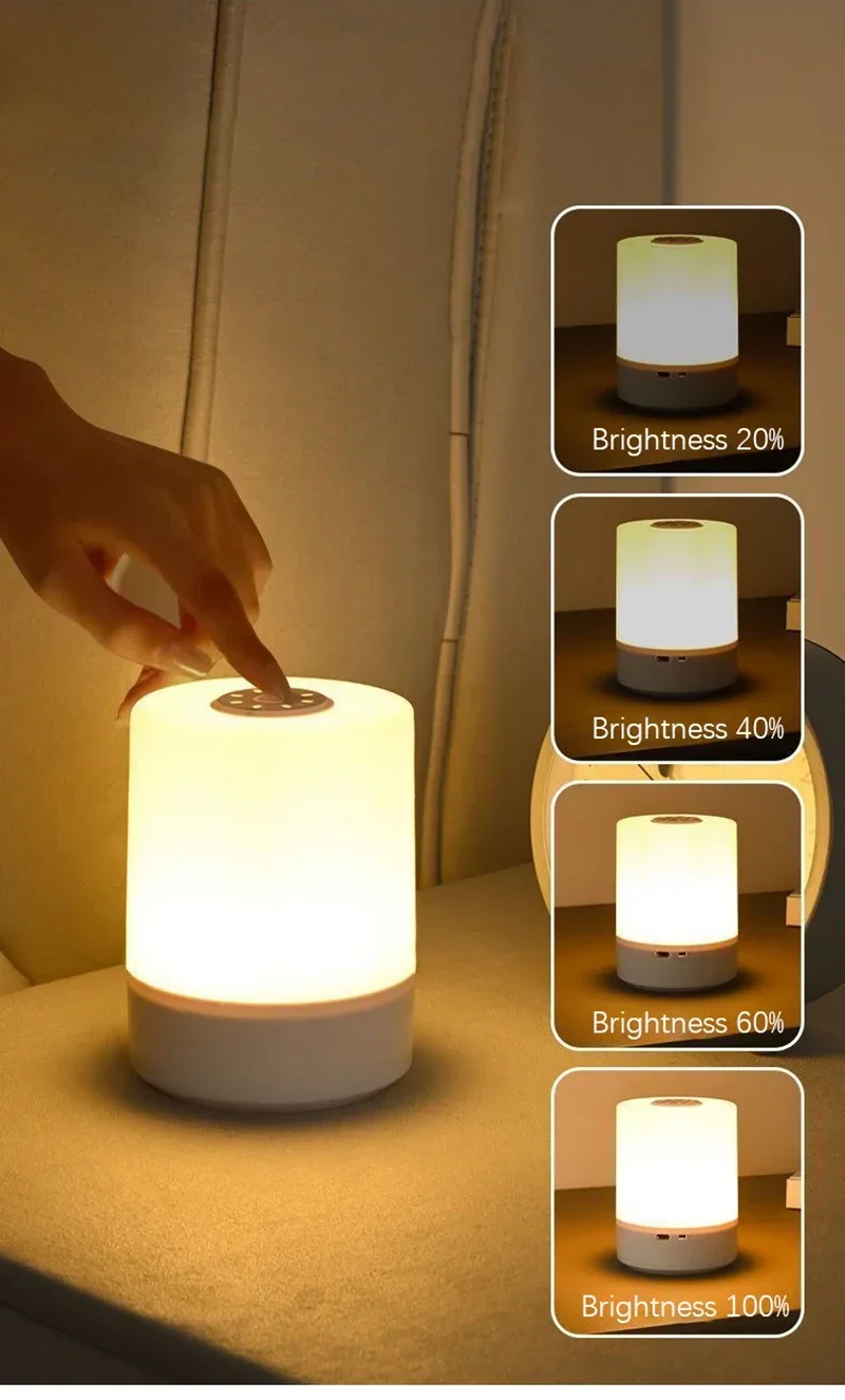 Led Night Lights Bedside Dimmable Charging Desktop Night Lamps Bedroom Bedside Lighting Decoration Touch Reading Led Table Lamps
