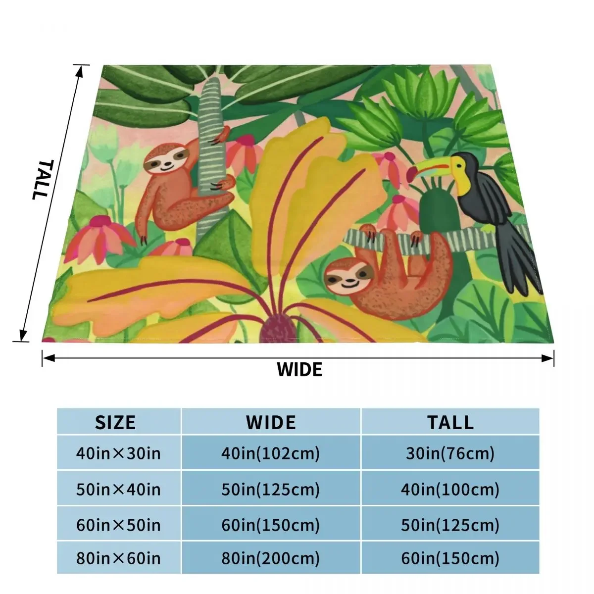 Toucan & Sloths Treetop Pals Throw Blanket Travel For Baby Blankets