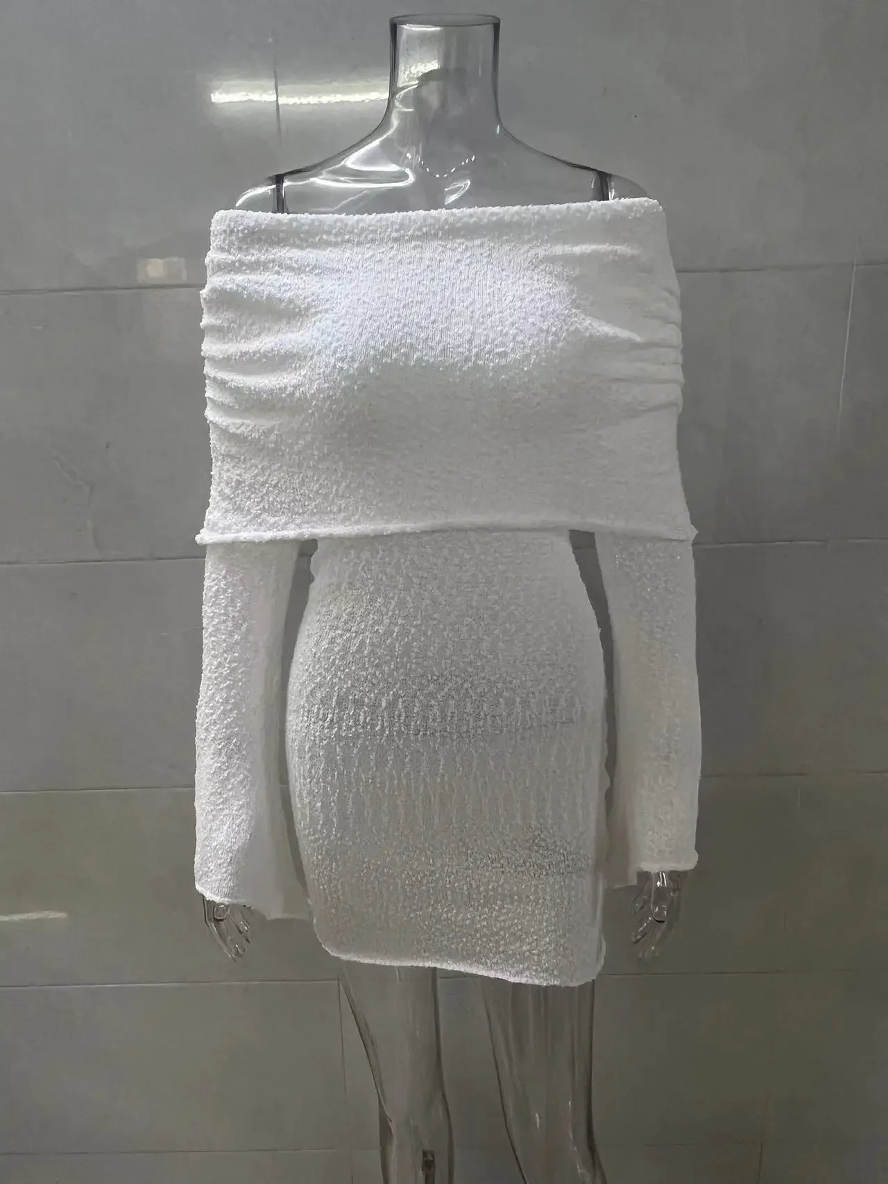 Cpsymym slash neck vestido de malha feminino fino outono manga longa elegante férias praia festa meia-noite clubwear mini bodycon