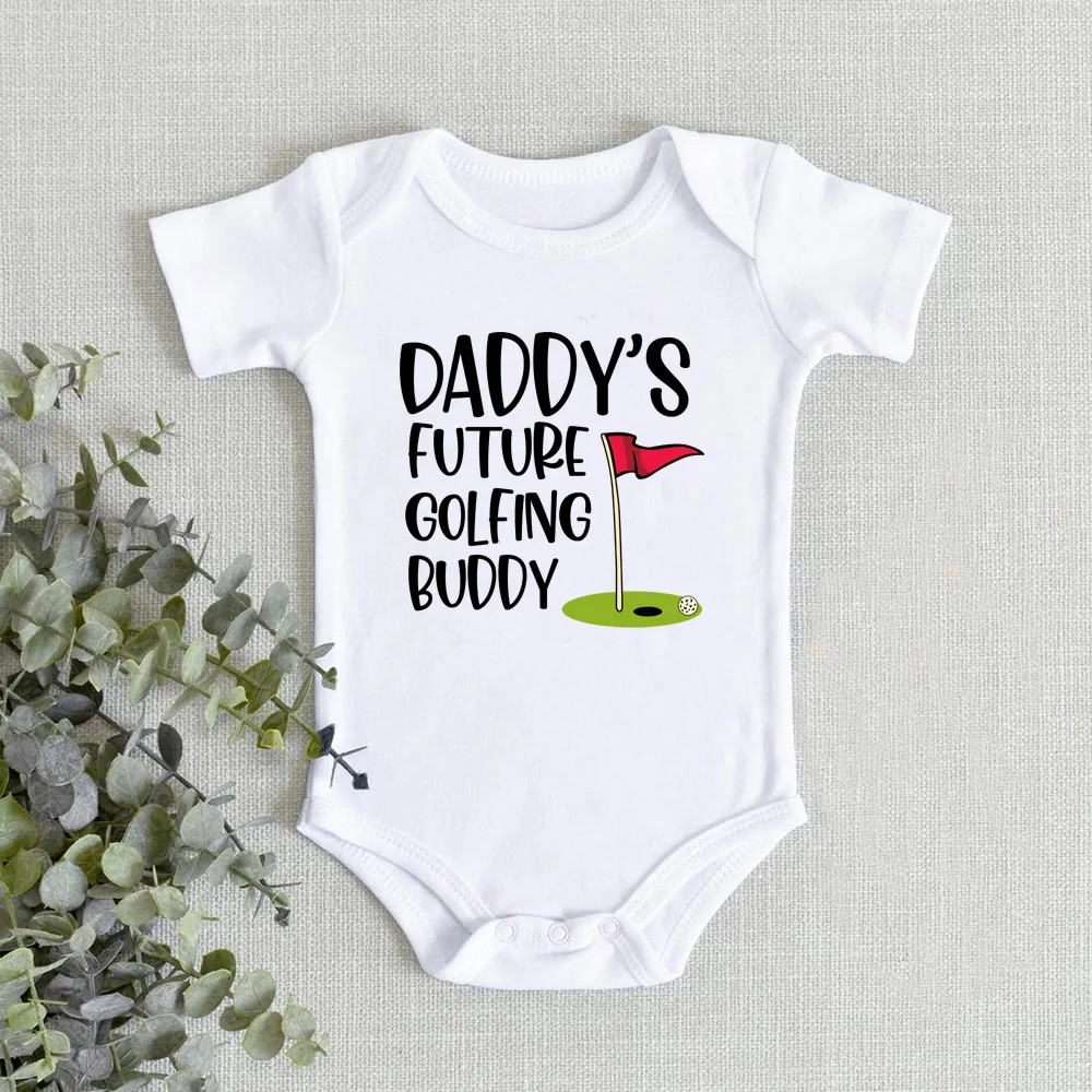 Daddy 's Future Golfing Buddy Print Baby Bodysuit Toddler Funny Newborn Rompers Summer Short Sleeve Clothes Infant Shower Gifts