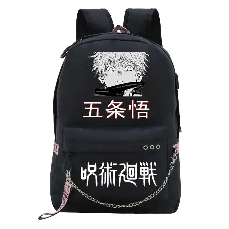 Jujutsu Kaisen Gojo Satoru USB Backpack Fashion Cosplay Bookbag Back to School Boys Girls Fans Bag Mochila