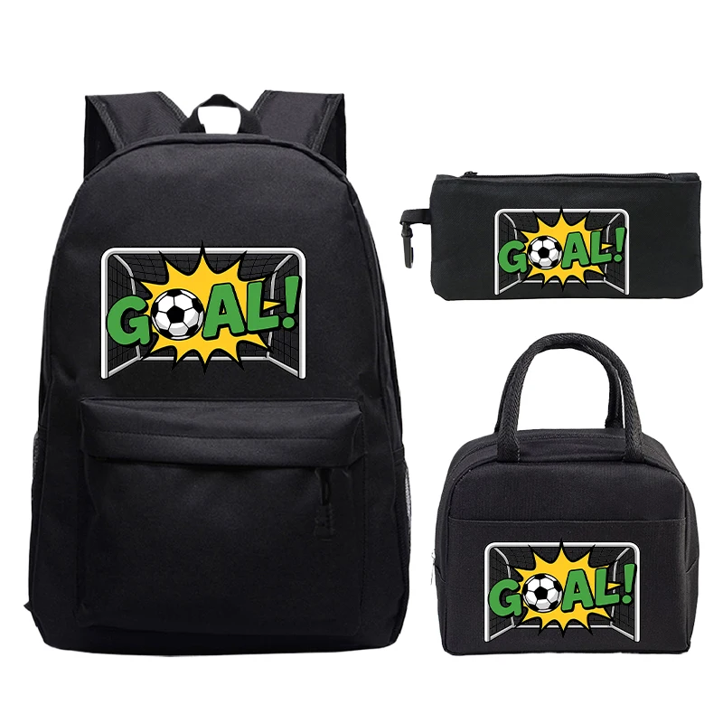 Soccer Goal Print Backpack 3pcs Teens Girls Large Schoolbags Middle Student School Backpack Book Bag Laptop Travel Rucksack