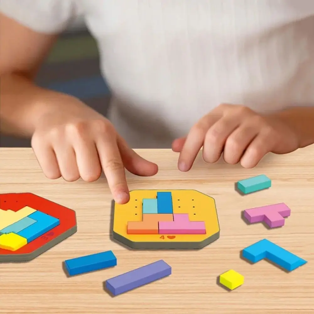 

Logical Thinking Game Kids Tangram Jigsaw Puzzle Toy Wooden Two-person Quick-fix Tangram Jigsaw Puzzle Game Montessori