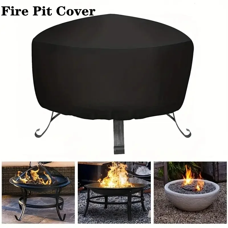 Copertura per braciere rotonda da esterno con chiusura con coulisse regolabile - Tessuto Oxford resistente di alta qualità e resistente ai raggi UV