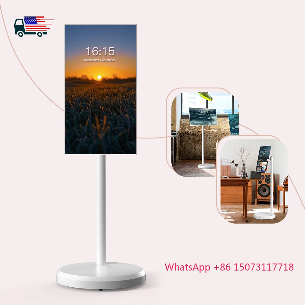 

Умный портативный сенсорный экран 21,5 дюймов 6 + 128 ГБ умный экран сенсорный экран портативный телевизор подвижный перезаряжаемый белый ЖК-телевизор Smart TV