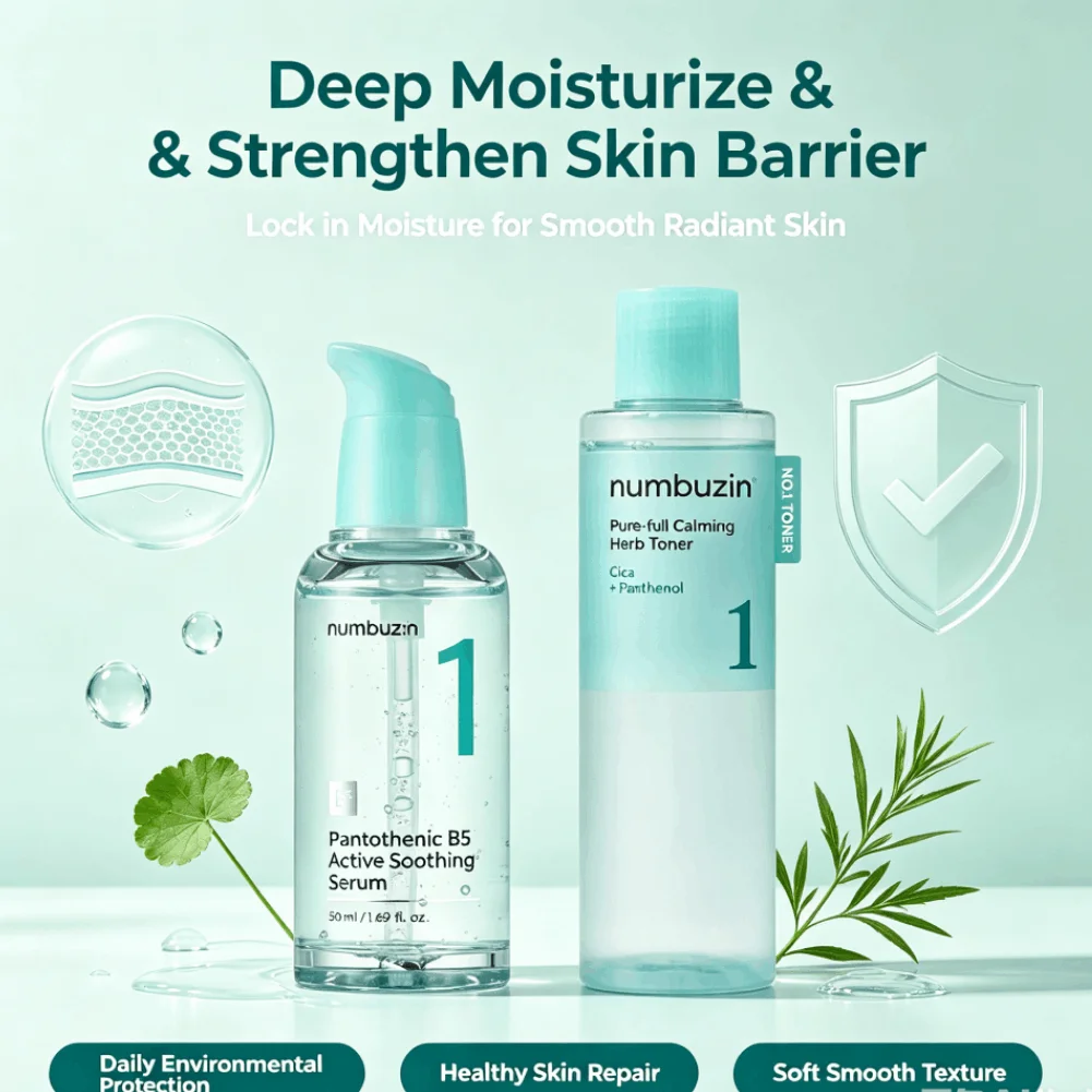 Numbuzin No 1 Vitamin B5 Toner Pure Extract Centella Herbal Soothing Barrier Repair Deep Moisturizing Serum Skincare