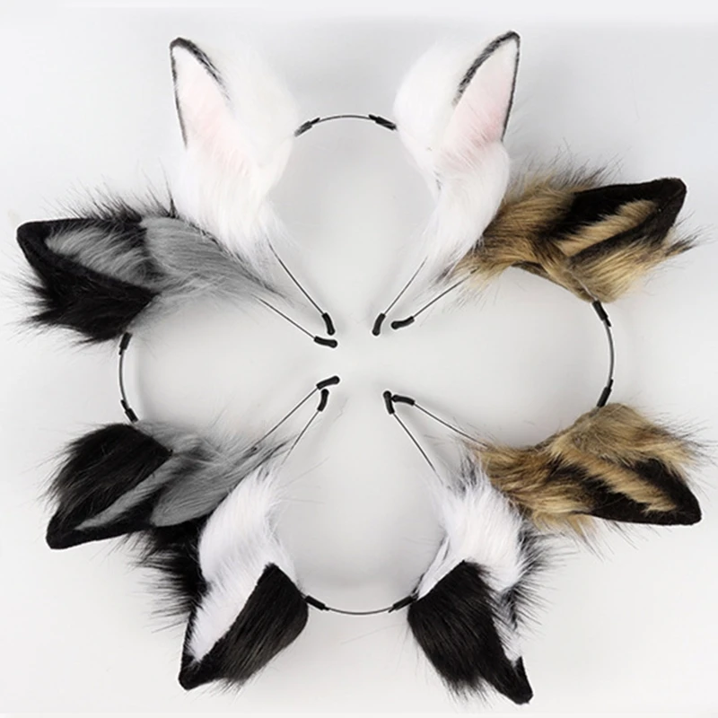 40GC Punk Hair Tiara Students Live Broadcast Hairband Wolf Ears Hairhoop Multi Color