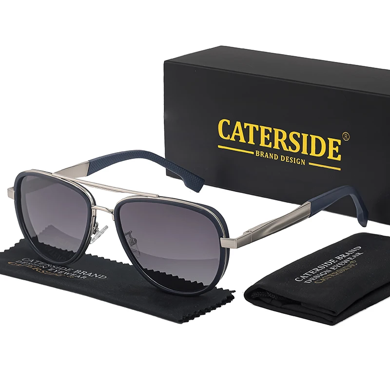 CATERSIDE Retro Polarisierte Piloten-Sonnenbrille für Herren, Metallrahmen, Federscharnier, Markendesigner-Sonnenbrille für Damen, zum Fahren, Angeln – Detail 5