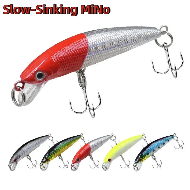 

Wobbler Crankbait Carp 6cm 4g Slow- Sinking MiNo Freshwater Stream Horse Mouth White Stripe Warbler Guppy Depth 0-1 Metre Lures