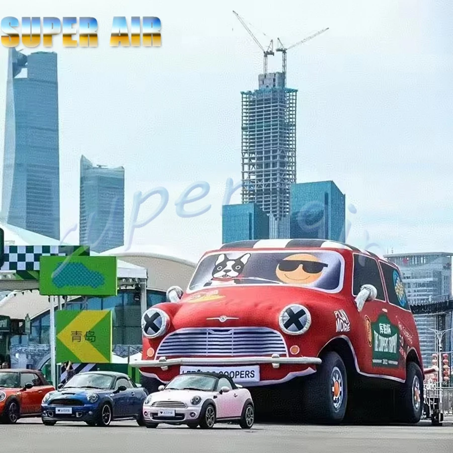 Decoração autodrome externa usada para modelo de automóvel inflável de corrida com ventilador de ar