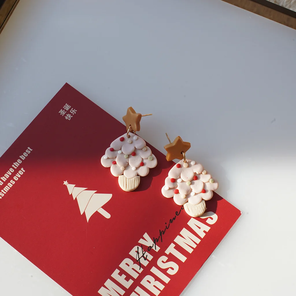 Cute Christmas Winter Holiday Santa Snowman Tree Lollipop Icon Multi Shapes Polymer Clay Earrings  Celebration Accessories Gifts