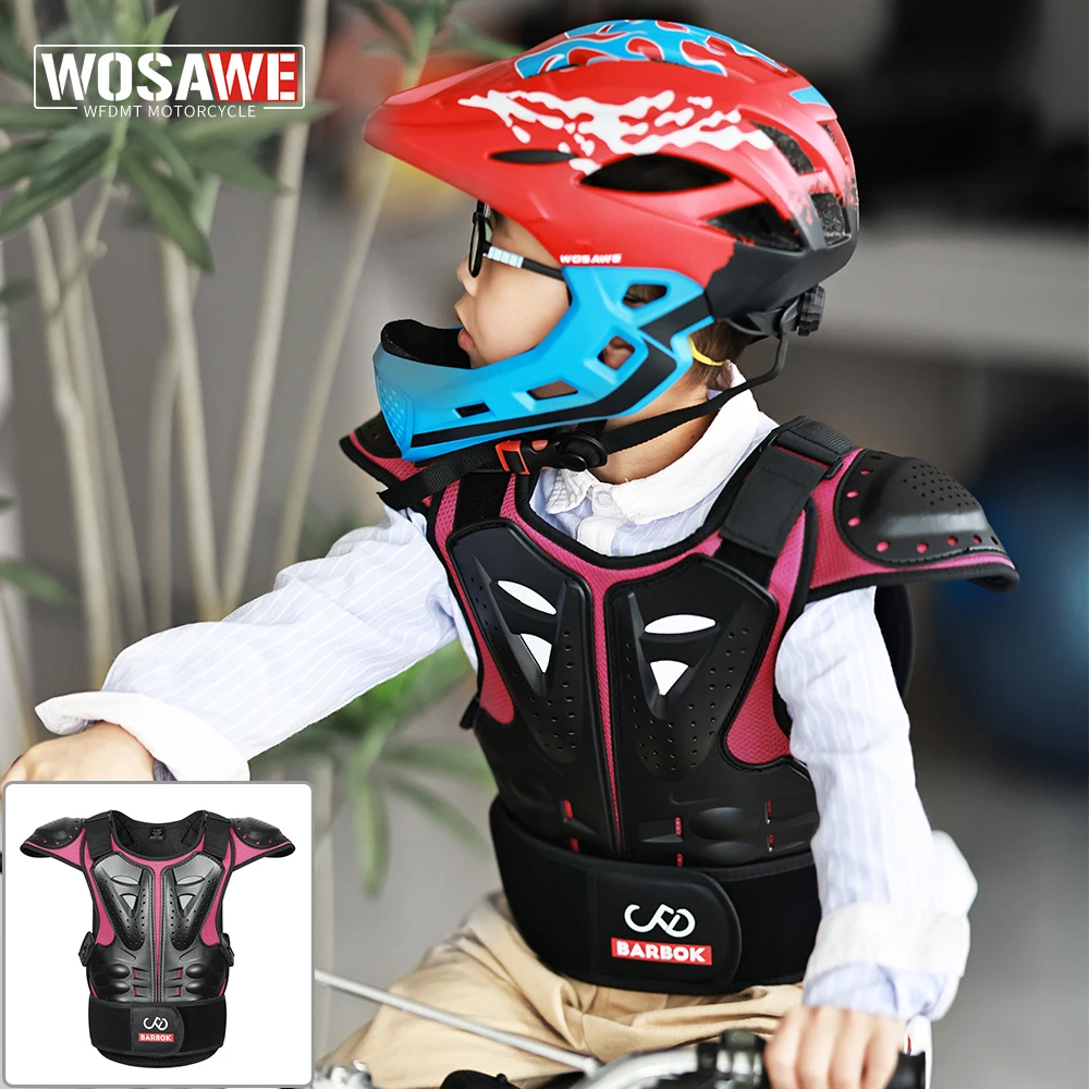 BARBOK Children Motorcycle Riding Body Armor Vest Kids Motocross Back Chest Protector Off-Road Dirt Bike Cycling Protective Gear