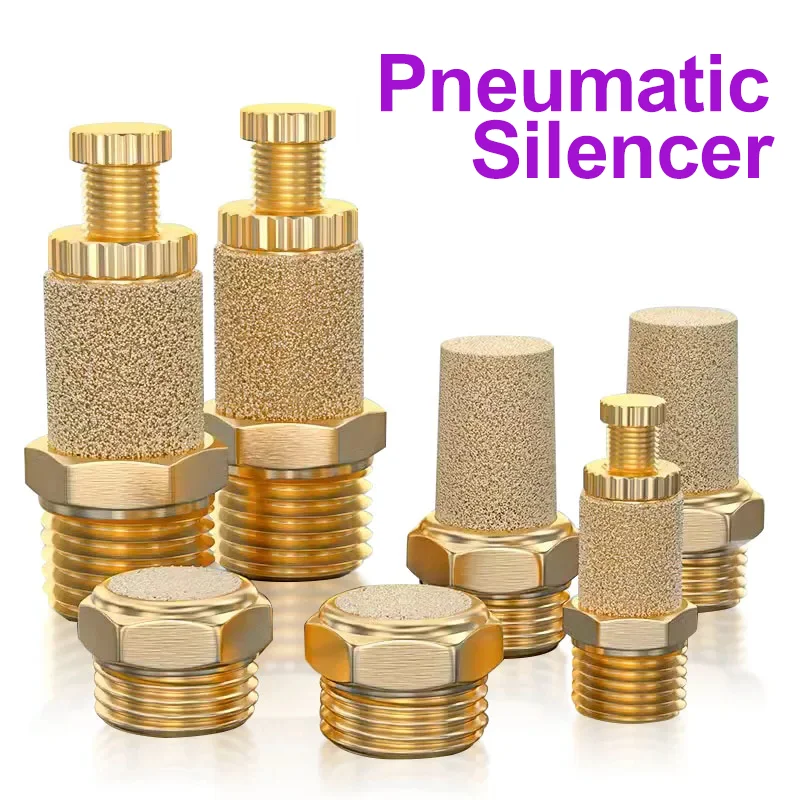 

10/50/200Pcs 1/8" 1/4" 3/8" 1/2" BSL M5 Male Thread Pneumatic Exhaust Muffler Silencer for Air Noise Brass Adjustable Long Short