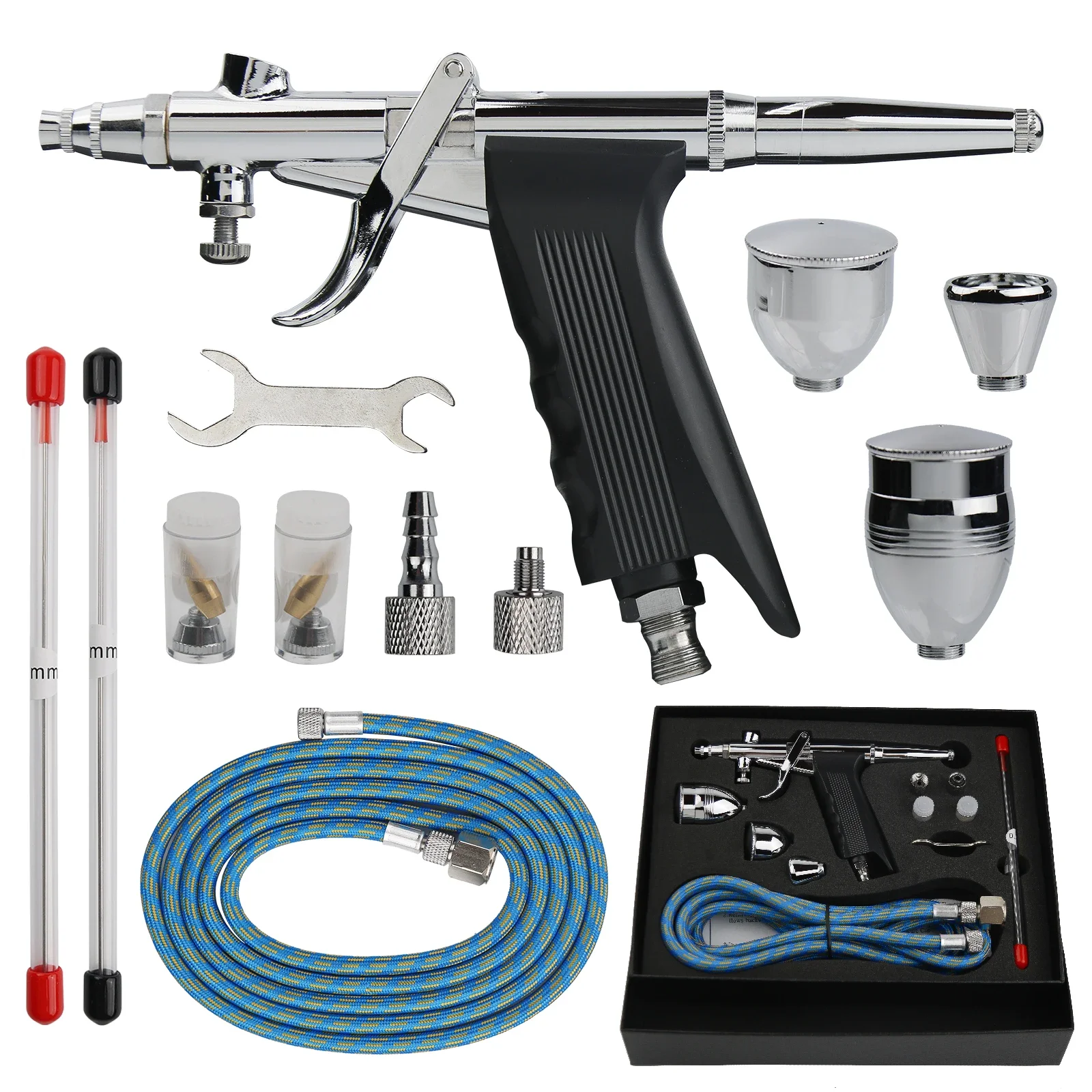 Dual Action Airbrush Kit for Painting - Professional Trigger Airbrush Gun with 0.3/0.5/0.8mm Needles