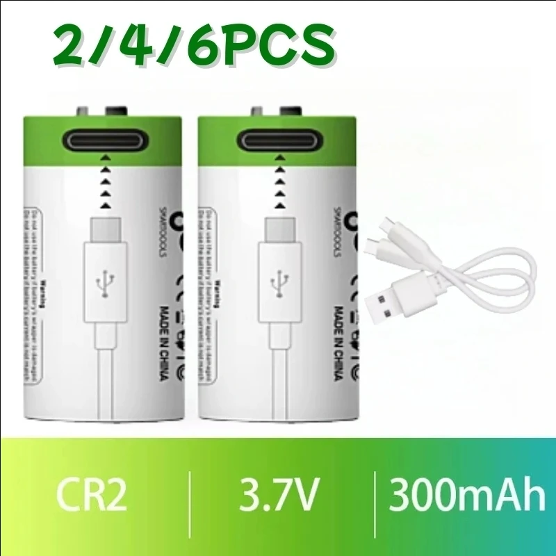 3.7V CR2 Usb Rechargeable Battery Camera Range Finder Disc Brake Lock Sp-1 Printer Wait  Lithium Battery Pilas