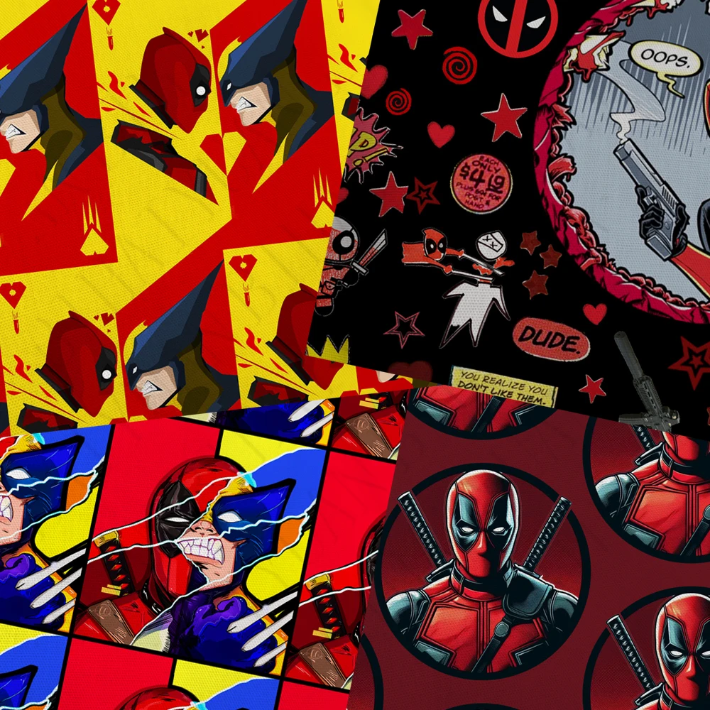 45X145cm deadpool wolverine Print Polyester cotton Material fabric Hat sofa mask Handmade DIY Hair accessories F4829