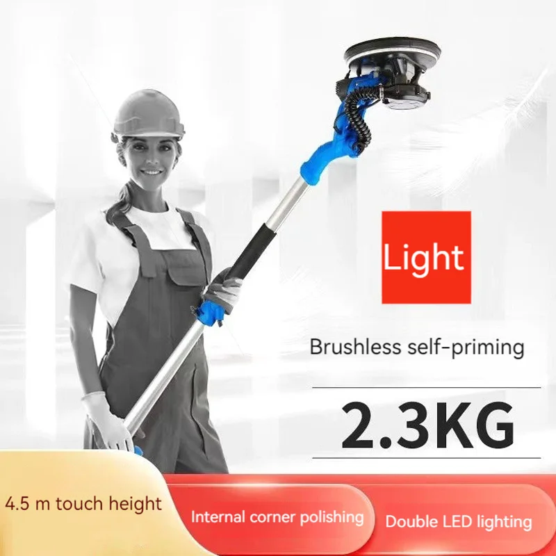 KOTUMY 220V Wall Sanding Machine Household Wall Polishing Grinding Machine LED Light Putty Polisher Machine 1380W