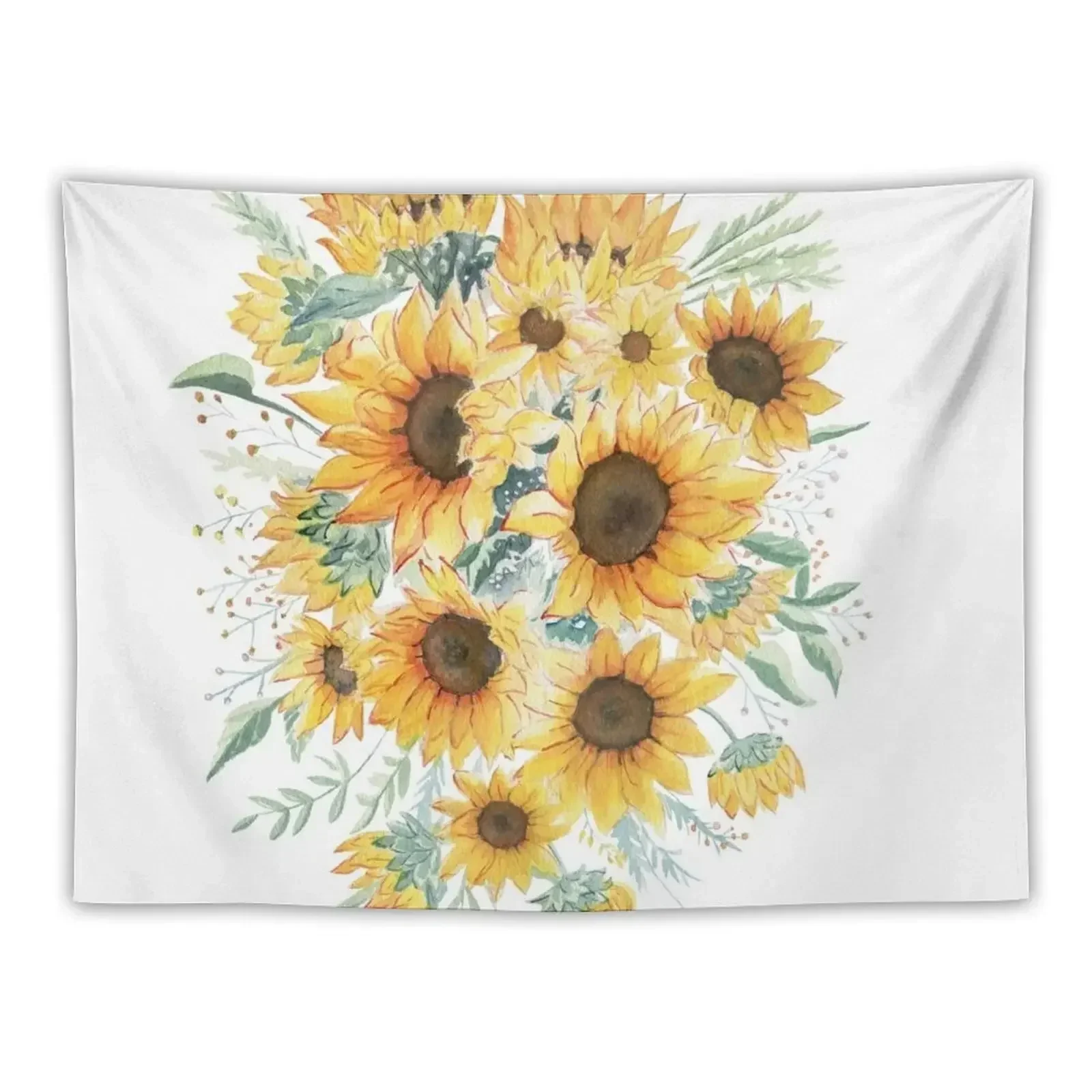 Loose Watercolor Sunflowers Tapestry Luxury Living Room Decoration Carpet Wall Tapestry