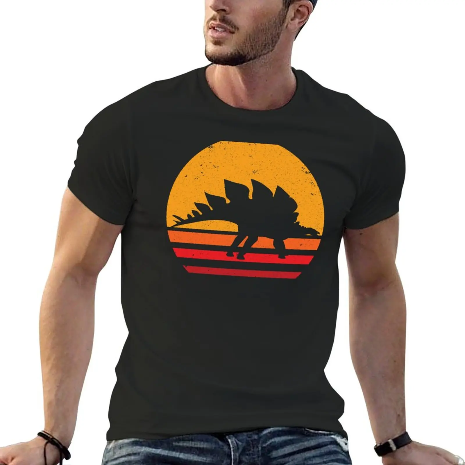 Stegosaurus Sunset T-shirt korean fashion blanks cute tops t shirts for men pack