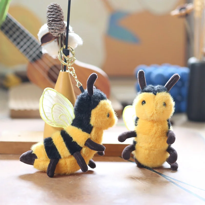 Cartoon Animal Bee Plush Keychain Stuffed Doll Toys Backpack Pendant Ornaments Gifts ﻿