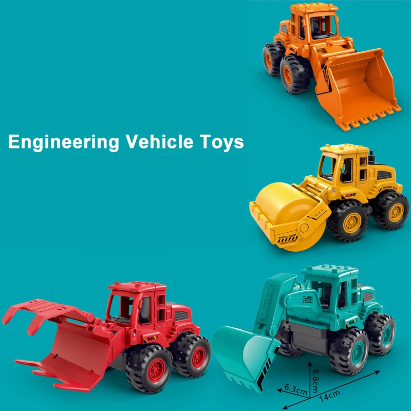 Children\'s Inertia Car Simulation Engineering Vehicle Toys Excavator Bulldozer Road Roller Boy Toy Car Children Birthday Gifts