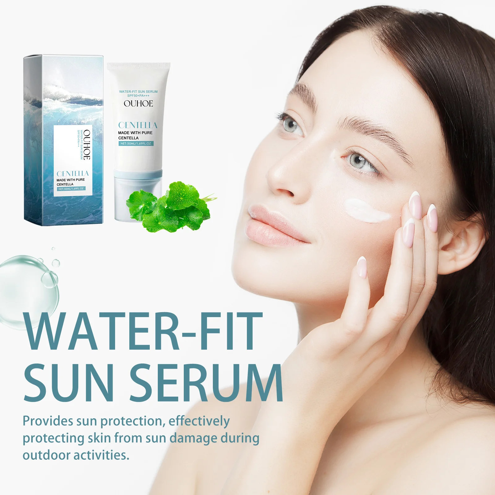 Spf50+ Centella Sun Serum Anti UV Strengthening Barriers Repairing Refreshing Moisturizing Oil Control Water-Fit Facial Sunblock